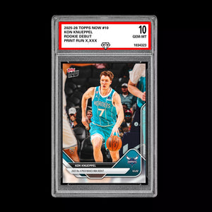Graded 10 Kon Knueppel Rookie Card #10 RC 2025-26 Topps Now Basketball Hornets Basketball