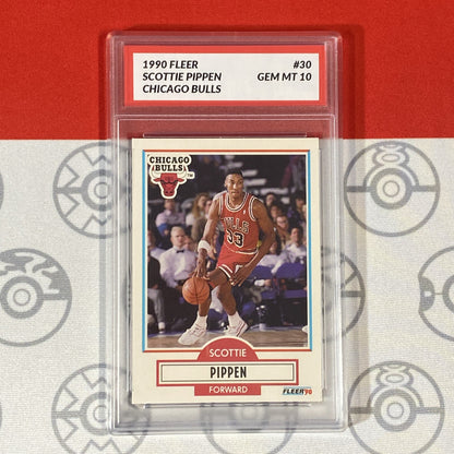 Graded 10 1990 Fleer Scottie Pippen Card 30 MINT Chicago Bulls GEM MINT Basketball