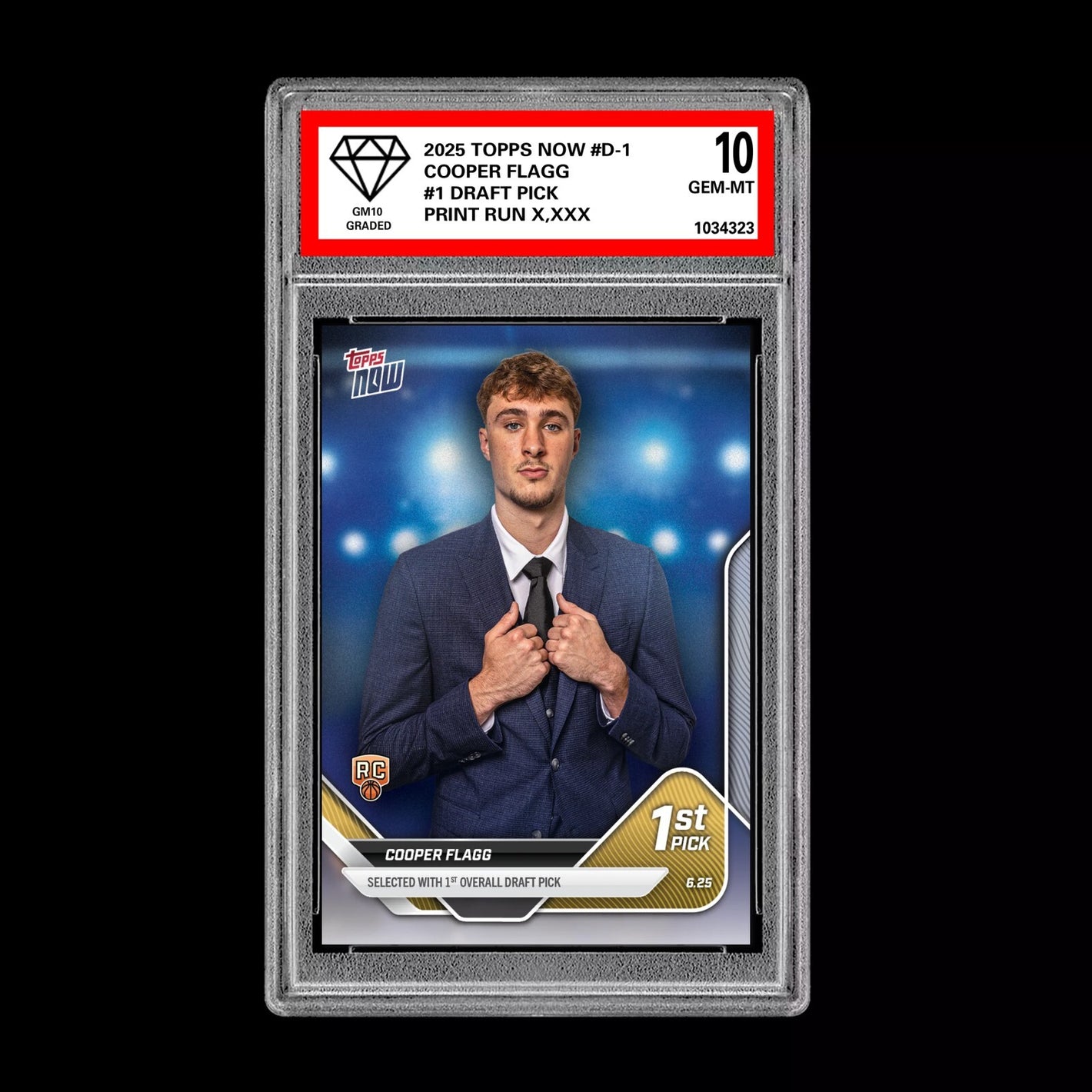 Graded 10 Cooper Flagg 2024-25 TOPPS NOW Card #D-1 RC #1 Pick Draft Basketball