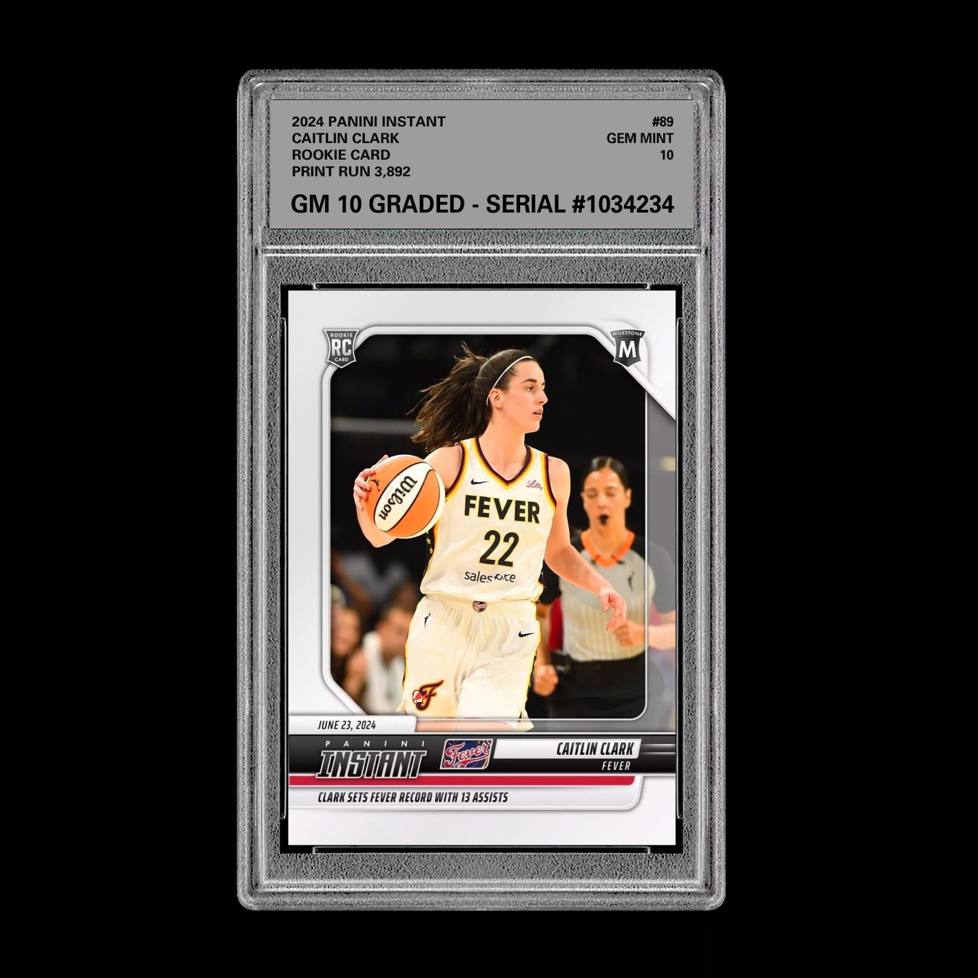 Graded 10 Caitlin Clark #89 RC Rookie Card 2024 Panini Instant Indiana Fever Basketball