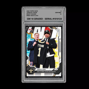 Graded 10 Jordyn Tyson 2026 TOPPS NOW RC Rookie Card Saints Football