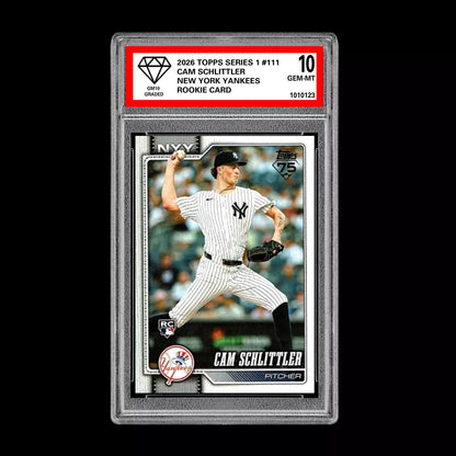 Graded 10 Cam Schlittler #111  Rookie Card RC 2026  Topps Series 1 Yankees Baseball