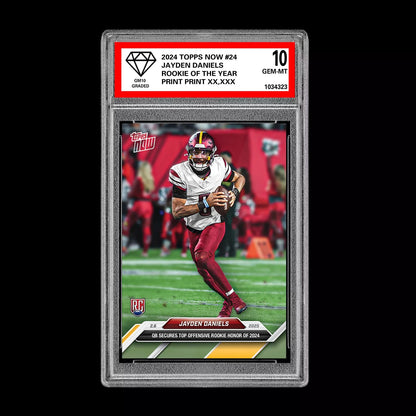 Graded 10 Jayden Daniels #24 ROOKIE OF THE YEAR 2024 Topps NOW RC Commanders Football