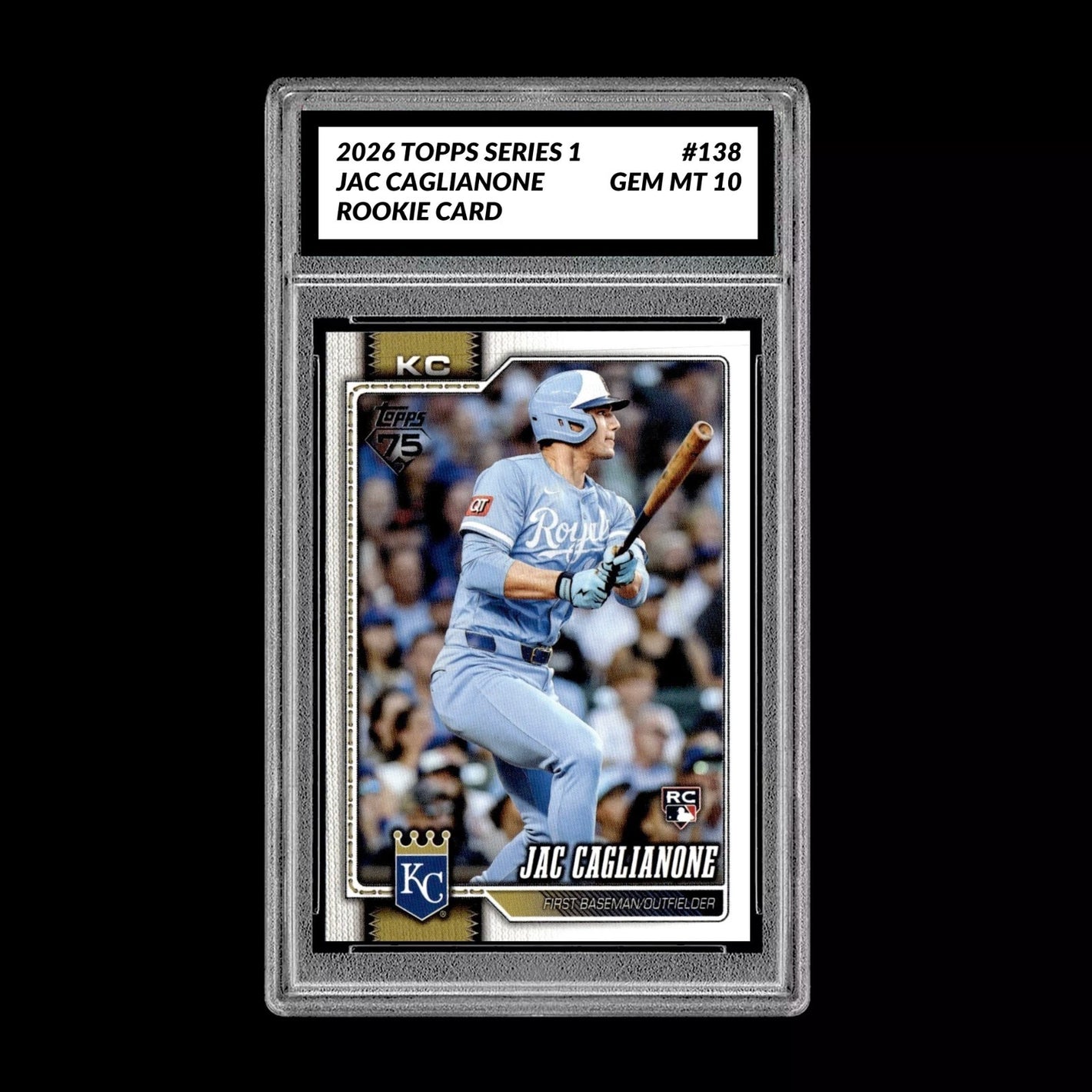 Graded 10 Jac Caglianone #138  Rookie Card RC 2026  Topps Series 1 Royals Baseball