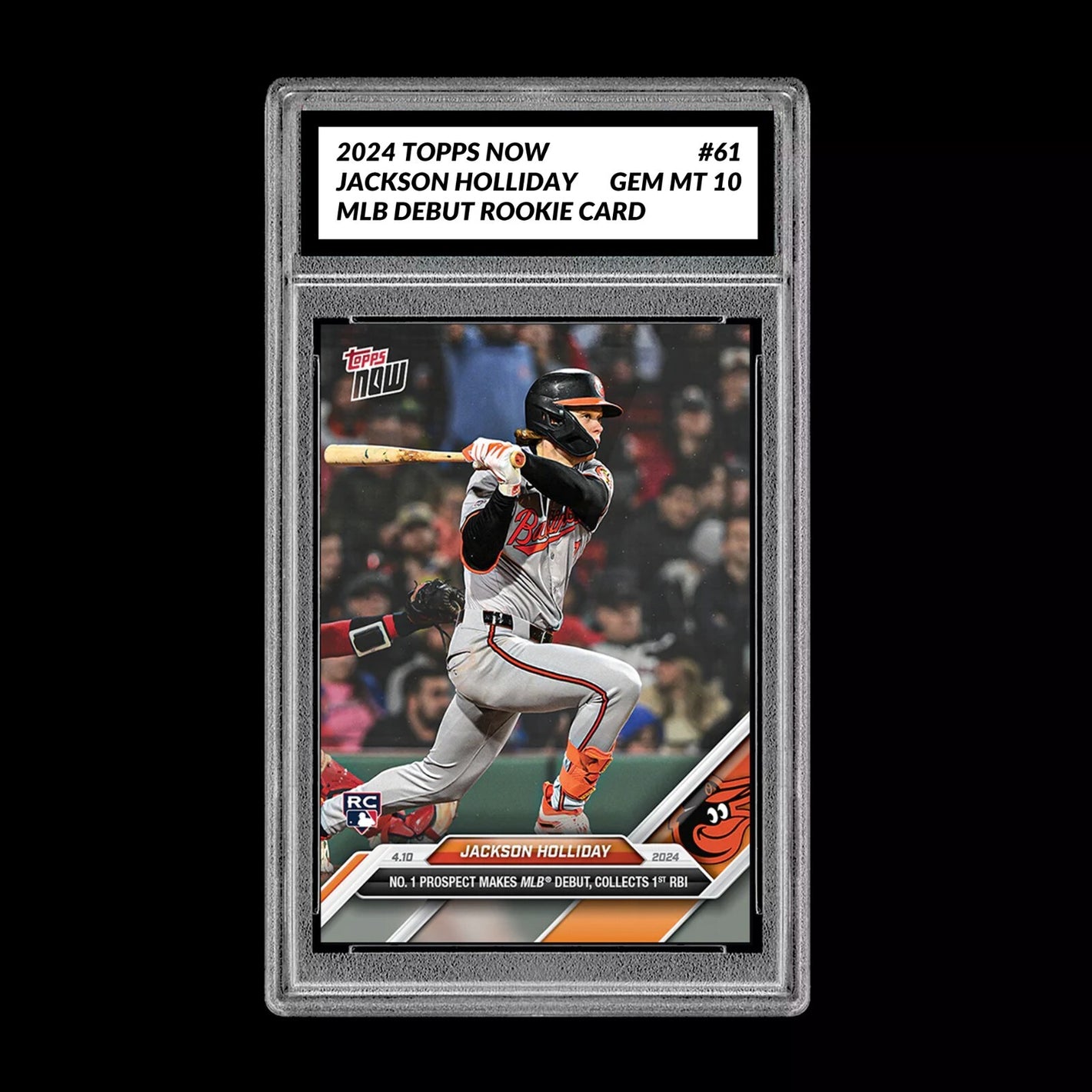 Graded 10 Jackson Holliday 2024 Topps Now RC #61 1st Rookie Baltimore Orioles Baseball