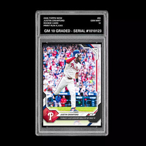 Graded 10 Justin Crawford Rookie Card 39 2026 Topps NOW Phillies PRESALE Baseball