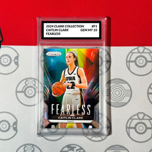 Graded 10 Caitlin Clark RC Rookie 2024 Panini Collection Prizm Fearless Card #F1 Basketball
