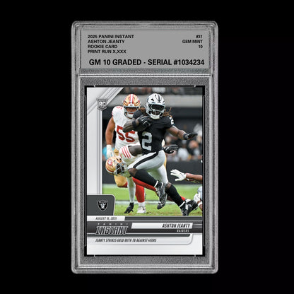 GM10 Graded 10 Ashton Jeanty RC ROOKIE SP 2025 Panini Instant NFL #31  Football