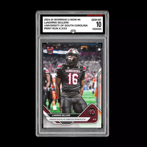Graded 10 LaNorris Sellers 2025 Bowman U NOW Football Card 4 Gamecock  Football