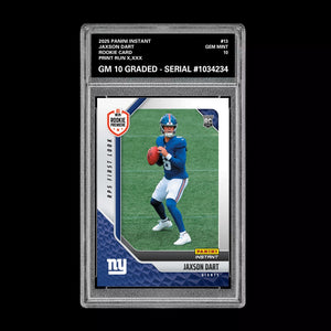 Graded 10 Jaxson Dart #13 RC Rookie 2025 Panini Instant NFL RPS Premiere  Football