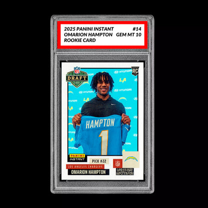 Graded 10 Omarion Hampton - 2025 Panini Instant #14 RC Rookie LA Chargers Football