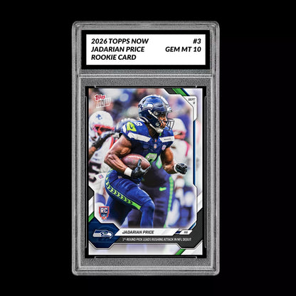 Graded 10 2026 Topps Now Jadarian Price Rookie  #3 Seahawks RC PRESALE Football