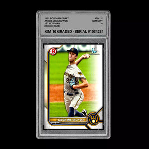 Graded 10 Jacob Misiorowski 2022 Bowman Draft #BD-132 1st Bowman Card Baseball