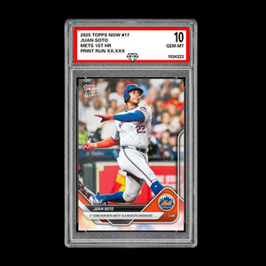 Graded 10 Juan Soto #17 2025 MLB Topps Now New York Mets 1st Home Run Baseball