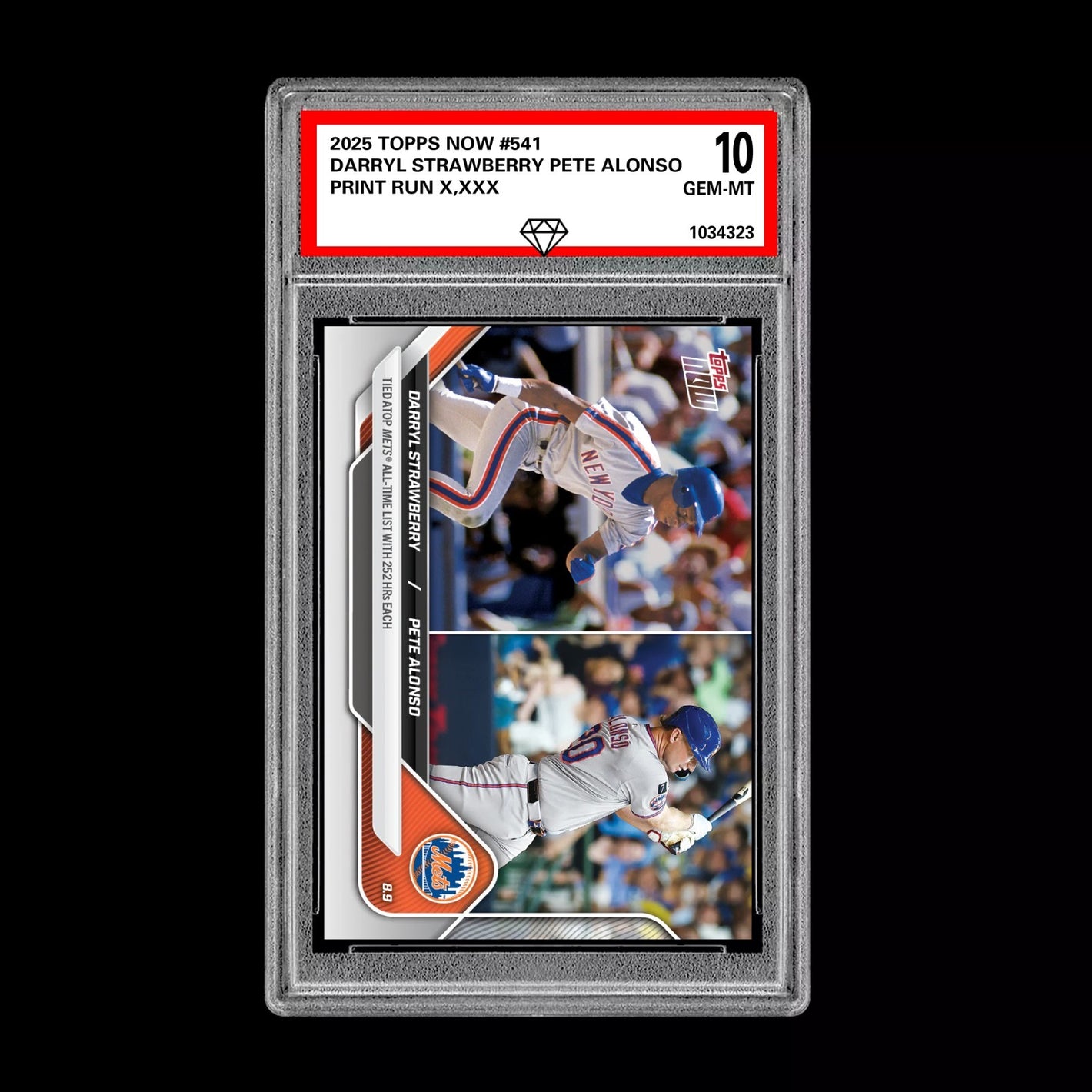 Graded 10 Darryl Strawberry Pete Alsonso - 2025 Topps Now #541 NY Mets Baseball