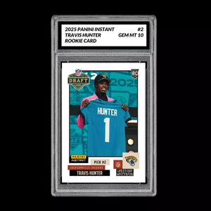 Graded 10 Travis Hunter 2025 Panini Instant Draft Night #2 RC Rookie JAGUARS  Football