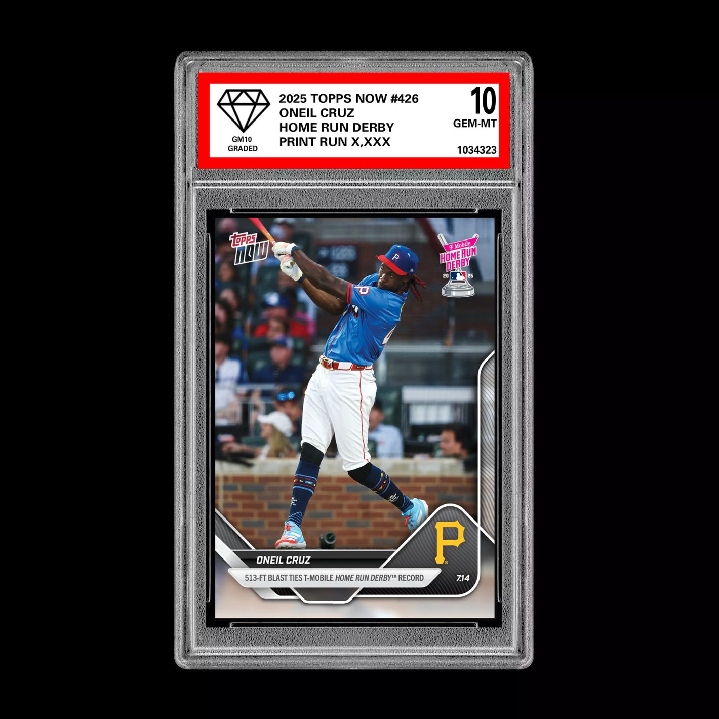Graded 10 Oneil Cruz - 2025 TOPPS NOW #426 Home Run Derby Baseball