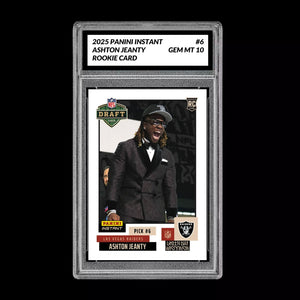 Graded 10 Ashton Jeanty RC Rookie Card 2025 Panini Instant NFL #NFLDN-6 RAIDERS Football