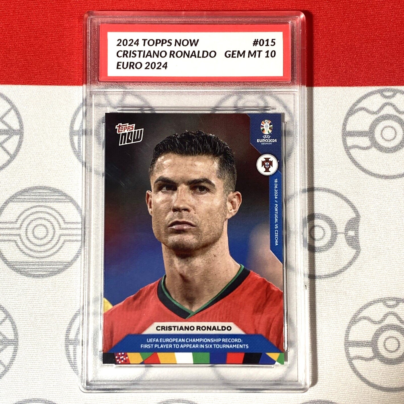 Graded 10 2024 TOPPS NOW UEFA EURO PORTUGAL CRISTIAN RONALDO #15 APPEAR 6 TIMES Soccer