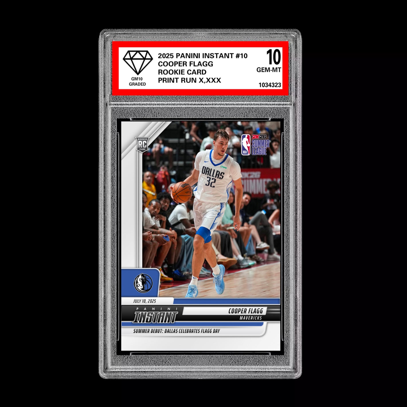 Graded 10 Cooper Flagg 2025 Panini Instant #10 RC Dallas DEBUT Mavs Rookie Card Basketball