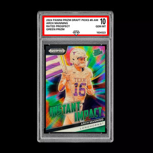 Graded 10 Arch Manning 2024 Panini Prizm Draft Picks II-AM RC Rookie Green Prizm Football