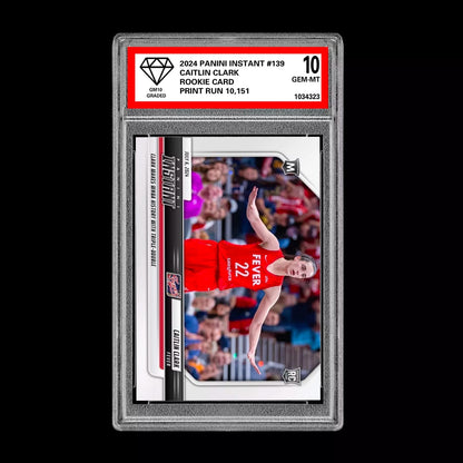 GRADED 10 Caitlin Clark #139 RC Rookie Card 2024 Panini Instant Indiana Fever Basketball