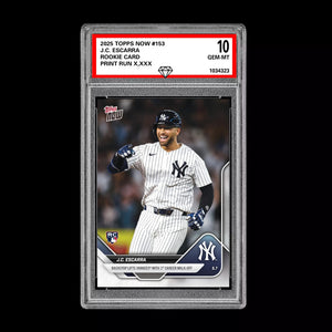 Graded 10 J.C. Escarra RC Rookie Card 2025 MLB Topps NOW Card 153 Baseball