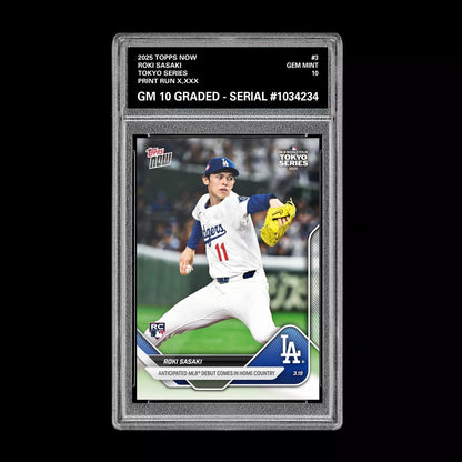 Graded 10 Roki Sasaki Rookie RC Tokyo Series 2025 MLB Topps NOW #3  Baseball