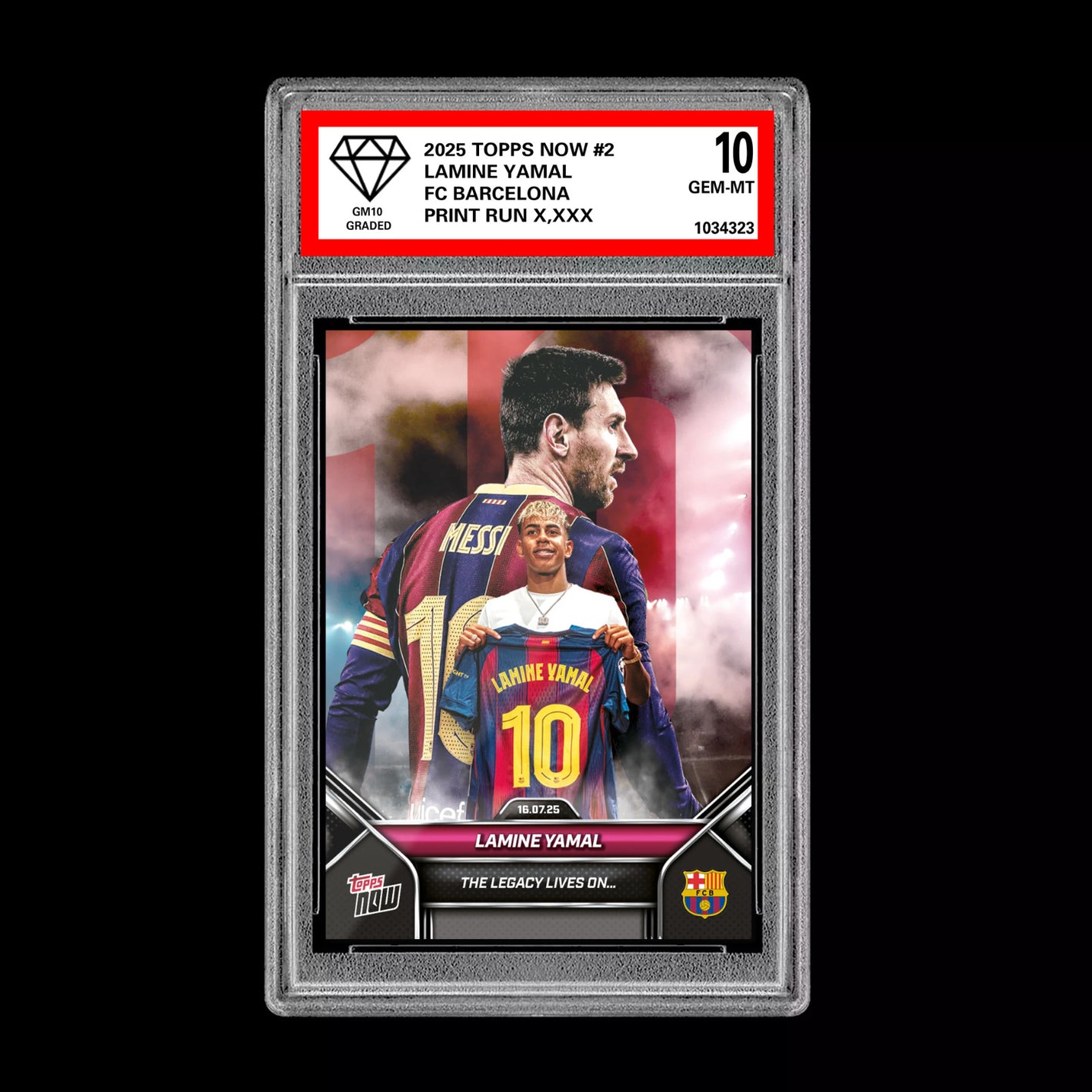 Graded 10 Lamine Yamal - 2025 TOPPS NOW #2 The Legacy Lives on Soccer RC Rookie Soccer