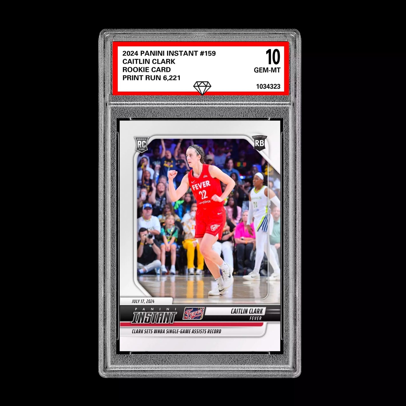 Graded 10 Caitlin Clark #159 RC Rookie Card 2024 Panini Instant Indiana Fever Basketball