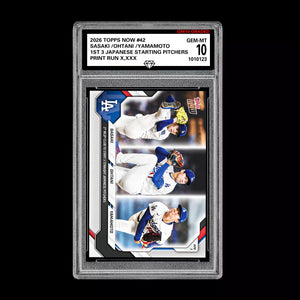 Graded 10 Ohtani Sasaki Yamamoto # 42 2026 Topps NOW Dodgers PRESALE Baseball