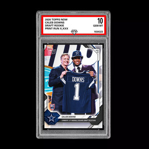 Graded 10 Caleb Downs 2026 TOPPS NOW RC Rookie Card Cowboys Football