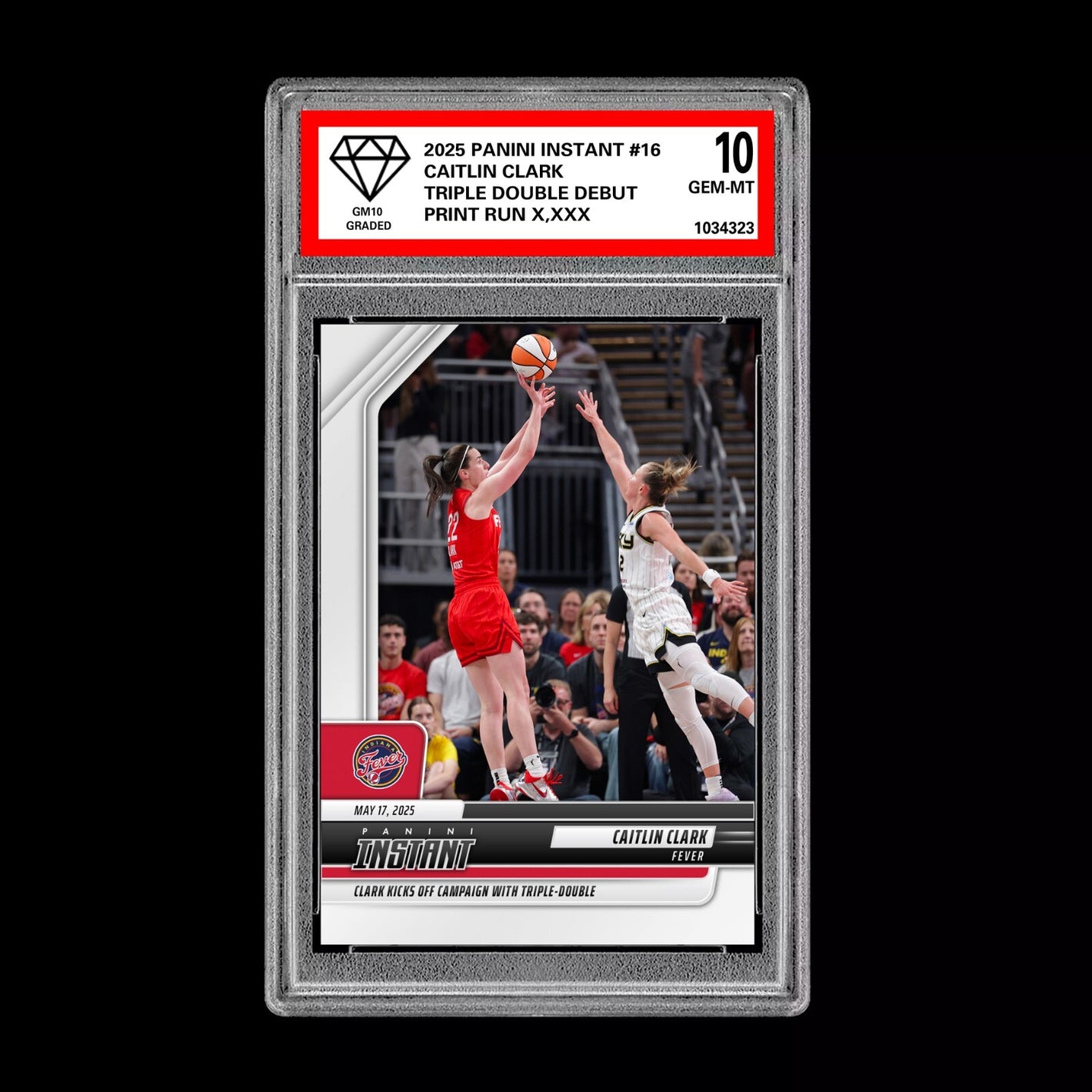 Graded 10 Caitlin Clark #16 TRIPLE DOUBLE 2025 DEBUT Panini Instant  Basketball