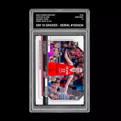 GRADED 10 Caitlin Clark #139 RC Rookie Card 2024 Panini Instant Indiana Fever Basketball