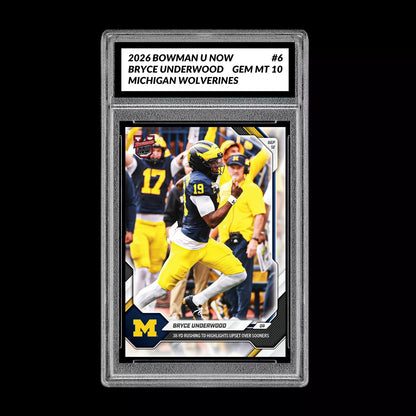 Graded 10 Bryce Underwood 2026 Bowman U Now #6 Michigan Wolverines PRESALE Football