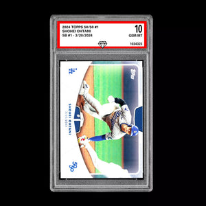 Graded 10 SHOHEI OHTANI SB #1 - 2024 Topps 50/50 Card #1 Dodgers MLB History Baseball