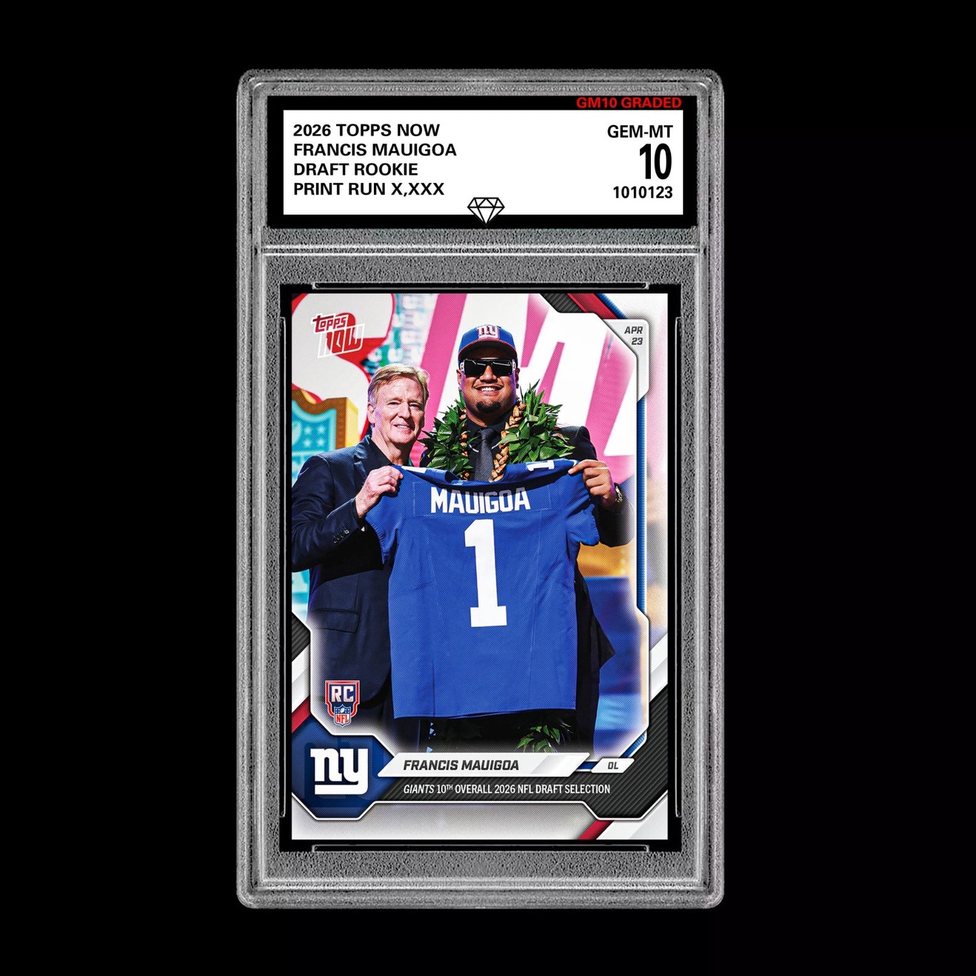Graded 10 Francis Mauigoa 2026 TOPPS NOW RC Rookie Card Giants  Football