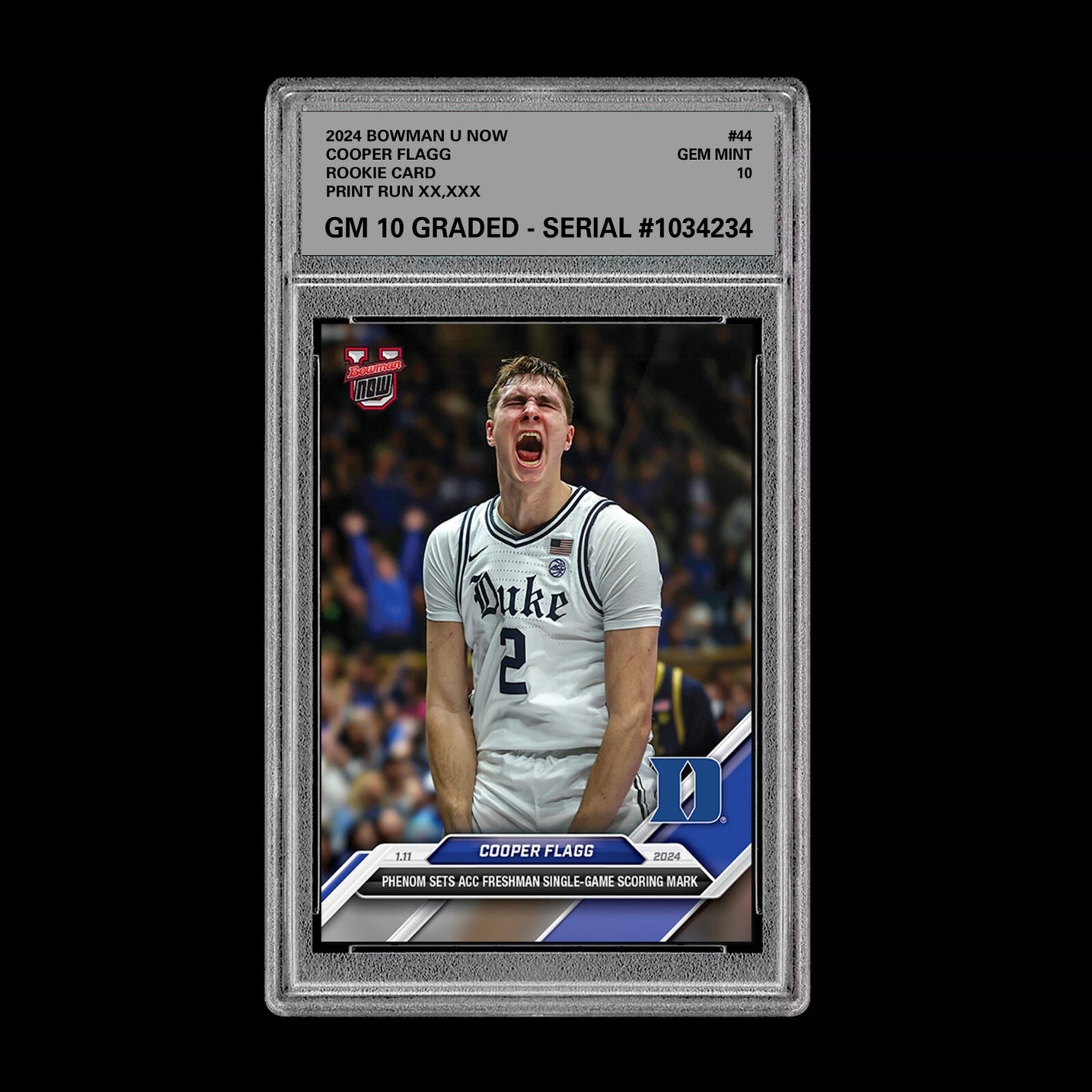 Graded 10 Cooper Flagg 2024-25 Bowman U NOW Card #44 Duke RC ROOKIE Basketball