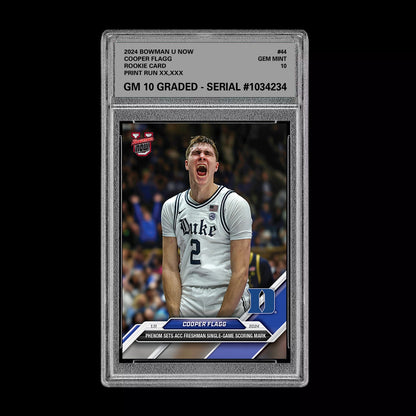Graded 10 Cooper Flagg 2024-25 Bowman U NOW Card #44 Duke RC ROOKIE Basketball