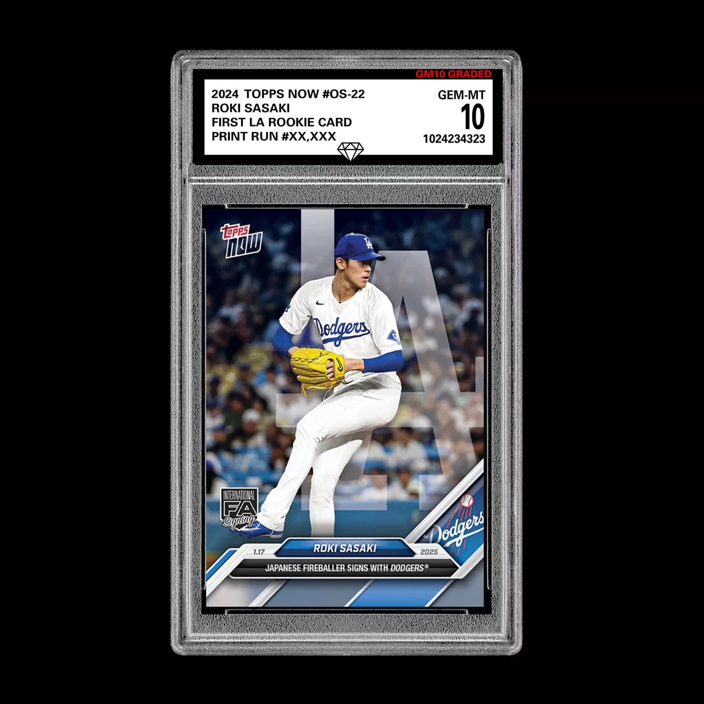 Graded 10 Roki Sasaki 2025 MLB TOPPS NOW OS-13 LA Sign With Dodgers RC Baseball