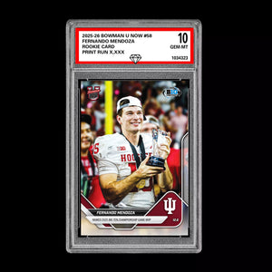 Graded 10 Fernando Mendoza RC Rookie Card 2025-26 Bowman U Topps Now #58 Presale Football
