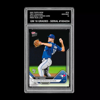 Graded 10 Trey Yesavage MLB Debut Rookie RC Card 2025 MLB Topps NOW 716  Baseball