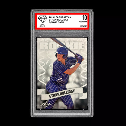 Graded 10 Ethan Holliday 2023 Leaf Draft #9 RC Rookie Baseball