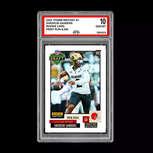 Graded 10 Shedeur Sanders #7 RC Rookie 2025 Panini Instant NFL Cleveland Browns Football