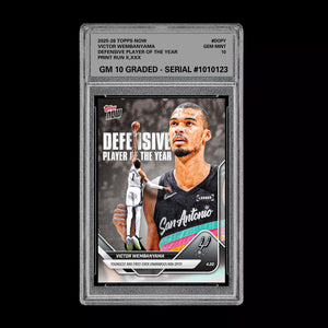 Graded 10 Victor Wembanyama 2025-26 Topps Now #DPOY PRESALE Basketball