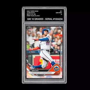Graded 10 Juan Soto #17 2025 MLB Topps Now New York Mets 1st Home Run Baseball