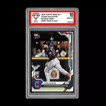Graded 10 Chase DeLauter Rookie Card 21 2026 Topps NOW Guardians PRESALE Baseball