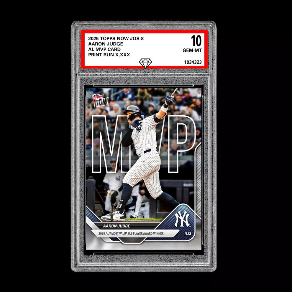 Graded 10 Aaron Judge AL MVP Card 2025 Topps NOW Yankees Baseball Card #OS-8 Baseball
