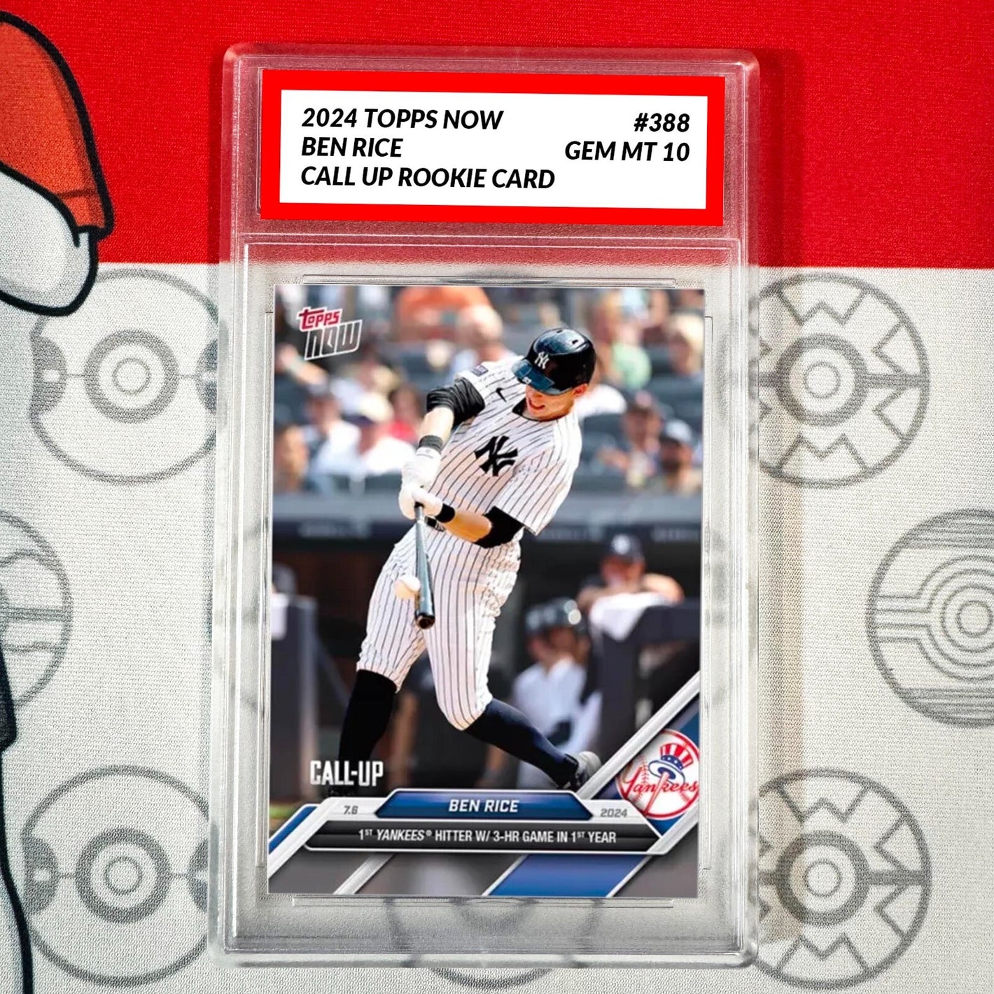 GRADED 10 Ben Rice #388 Call-Up RC Yankees 3 HRs 2024 TOPPS NOW Rookie Baseball