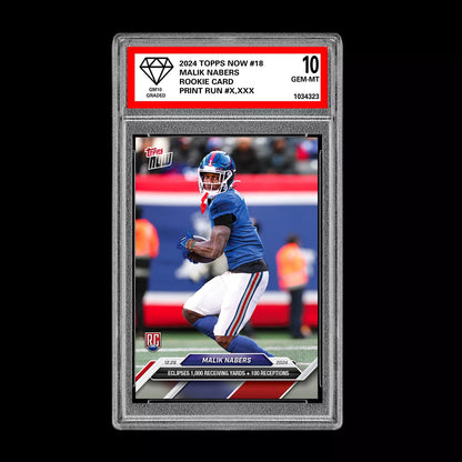 Graded 10 Malik Nabers #18 RC Rookie 2024 Topps NOW Football Card NFL Football
